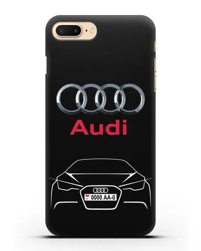 Чехол Audi с автомобильным номером силиконовый для iPhone 8 Plus