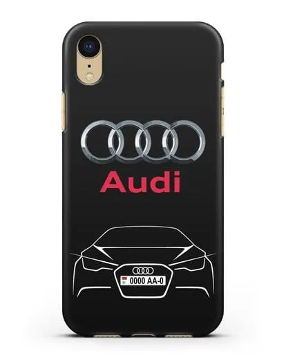 Чехол Audi с автомобильным номером силиконовый для iPhone XR