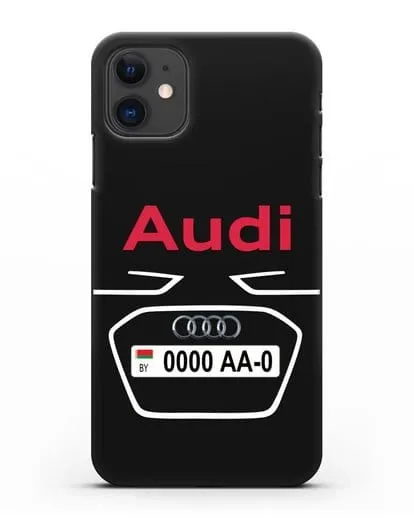 Чехол Ауди с номерным знаком силиконовый для iPhone 11
