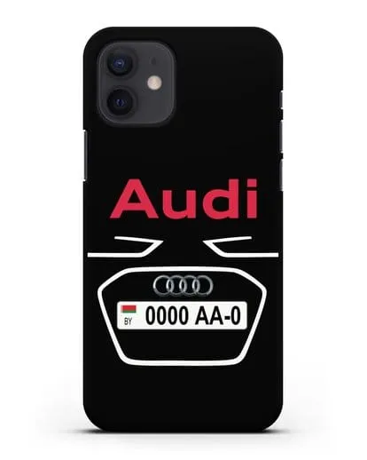 Чехол Ауди с номерным знаком силиконовый для iPhone 12
