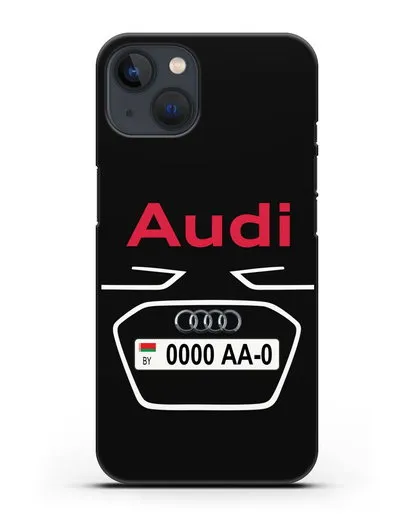 Чехол Ауди с номерным знаком силиконовый для iPhone 13 Mini
