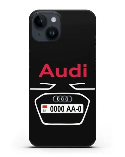 Чехол Ауди с номерным знаком силиконовый для iPhone 14