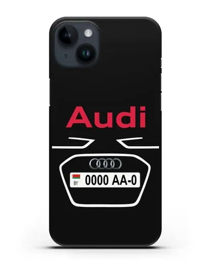 Чехол Ауди с номерным знаком силиконовый для iPhone 14 Plus