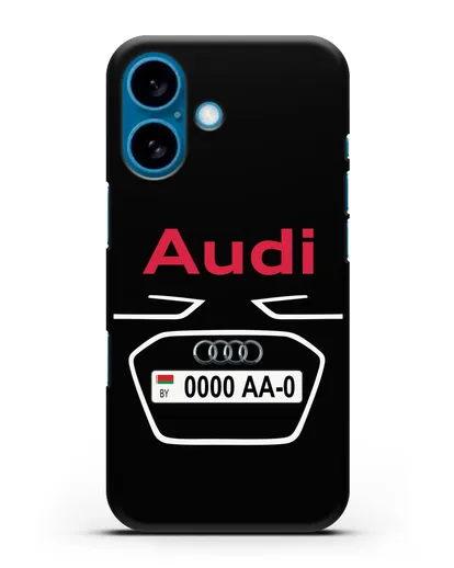 Чехол Ауди с номерным знаком силиконовый для iPhone 16