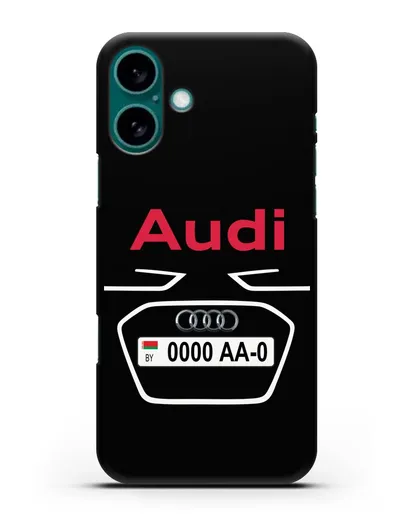 Чехол Ауди с номерным знаком силиконовый для iPhone 16 Plus