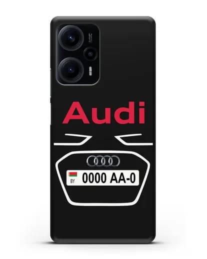 Чехол Ауди с номерным знаком силиконовый для Xiaomi Poco F5