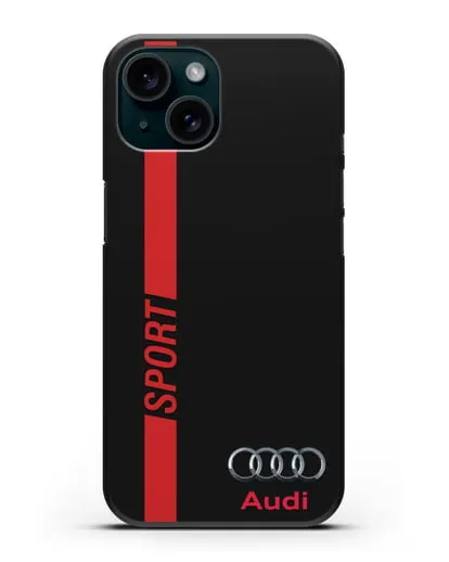 Чехол с надписью Audi Sport силиконовый для iPhone 15