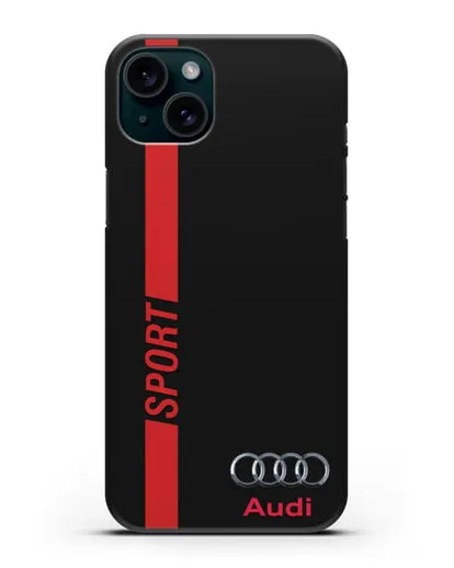Чехол с надписью Audi Sport силиконовый для iPhone 15 Plus