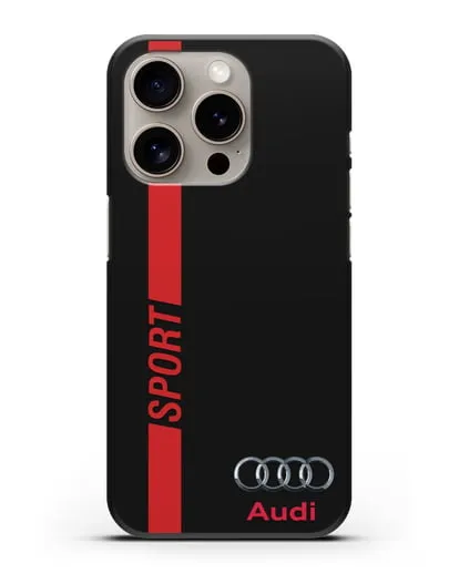 Чехол с надписью Audi Sport силиконовый для iPhone 15 Pro