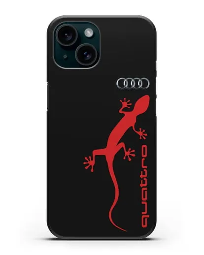 Чехол с логотипом Audi Quattro силиконовый для iPhone 15