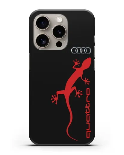 Чехол с логотипом Audi Quattro силиконовый для iPhone 15 Pro