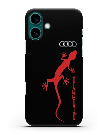 Чехол с логотипом Audi Quattro силиконовый для iPhone 16 Plus