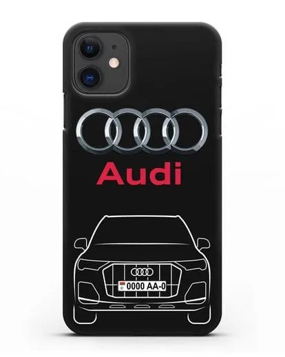 Чехол Audi Q7 с номерным знаком силиконовый для iPhone 11