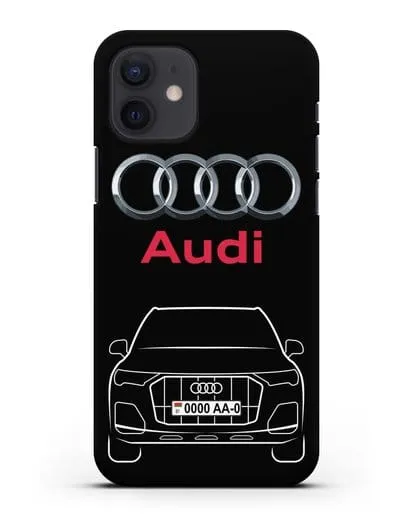 Чехол Audi Q7 с номерным знаком силиконовый для iPhone 12