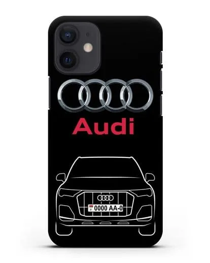 Чехол Audi Q7 с номерным знаком силиконовый для iPhone 12 mini