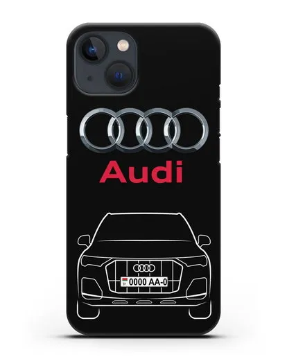 Чехол Audi Q7 с номерным знаком силиконовый для iPhone 13