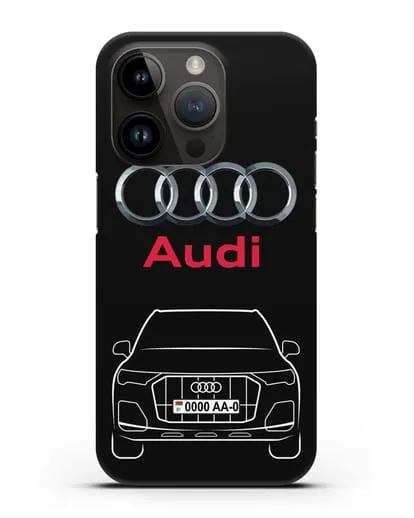 Чехол Audi Q7 с номерным знаком силиконовый для iPhone 14 Pro