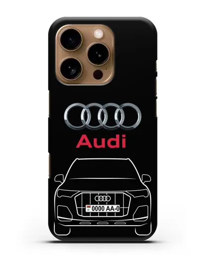 Чехол Audi Q7 с номерным знаком силиконовый для iPhone 16 Pro