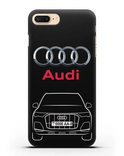 Чехол Audi Q7 с номерным знаком силиконовый для iPhone 8 Plus
