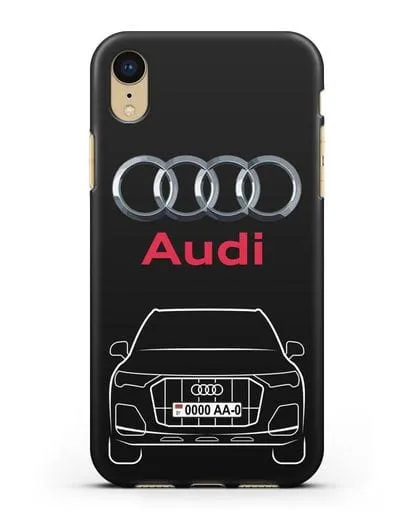 Чехол Audi Q7 с номерным знаком силиконовый для iPhone XR