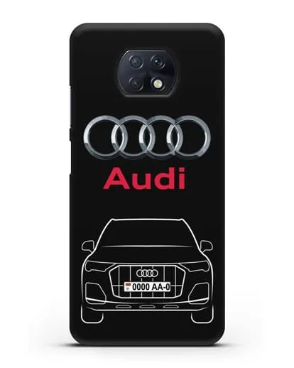 Чехол Audi Q7 с номерным знаком силиконовый для Xiaomi Redmi Note 9T