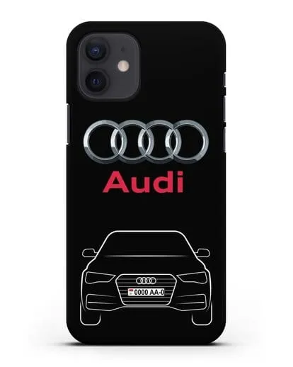 Чехол Audi A4 с номерным знаком силиконовый для iPhone 12