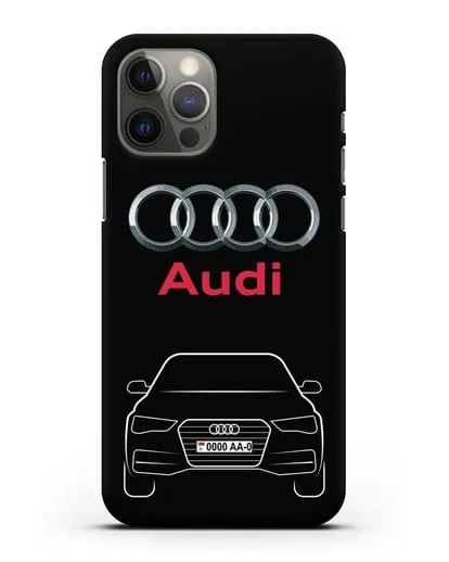 Чехол Audi A4 с номерным знаком силиконовый для iPhone 12 Pro