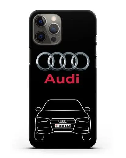 Чехол Audi A4 с номерным знаком силиконовый для iPhone 12 Pro Max