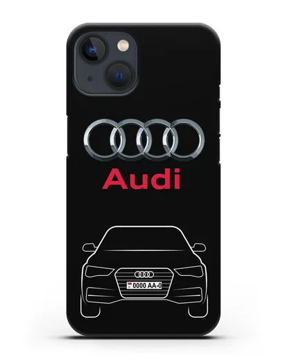 Чехол Audi A4 с номерным знаком силиконовый для iPhone 13