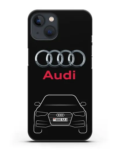 Чехол Audi A4 с номерным знаком силиконовый для iPhone 13 Mini