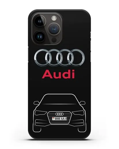 Чехол Audi A4 с номерным знаком силиконовый для iPhone 14 Pro Max