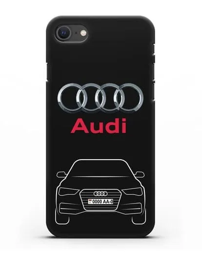 Чехол Audi A4 с номерным знаком силиконовый для iPhone SE 2020
