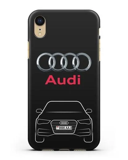Чехол Audi A4 с номерным знаком силиконовый для iPhone XR