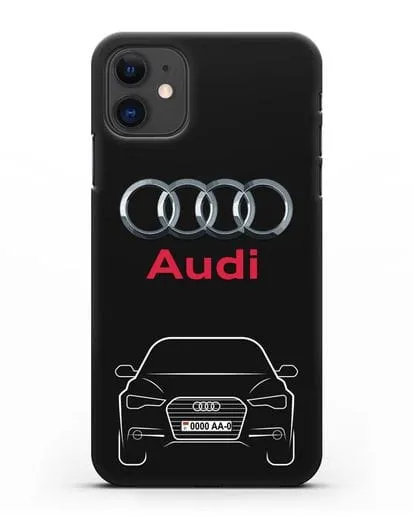 Чехол Audi A6 с номерным знаком силиконовый для iPhone 11