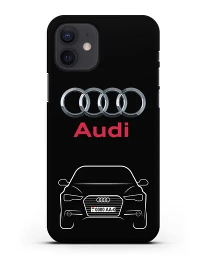 Чехол Audi A6 с номерным знаком силиконовый для iPhone 12