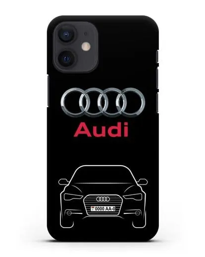 Чехол Audi A6 с номерным знаком силиконовый для iPhone 12 mini