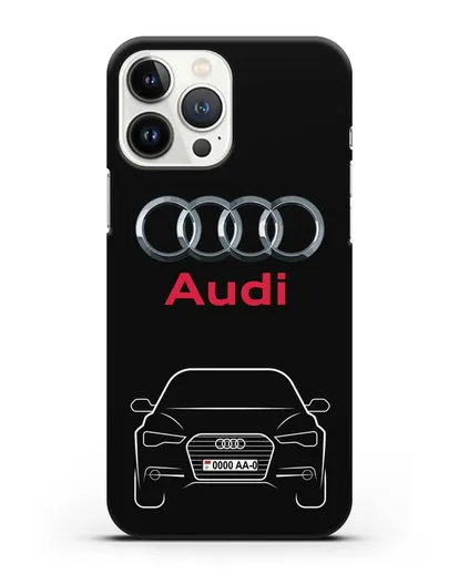 Чехол Audi A6 с номерным знаком силиконовый для iPhone 13 Pro Max