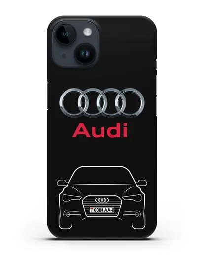Чехол Audi A6 с номерным знаком силиконовый для iPhone 14