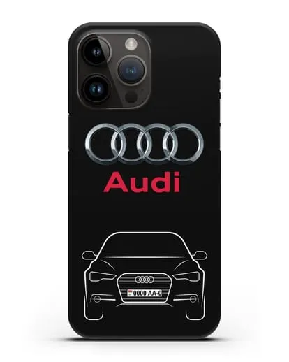 Чехол Audi A6 с номерным знаком силиконовый для iPhone 14 Pro Max