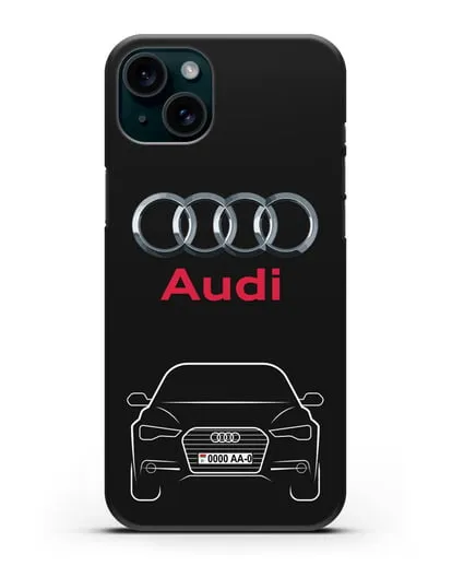 Чехол Audi A6 с номерным знаком силиконовый для iPhone 15 Plus
