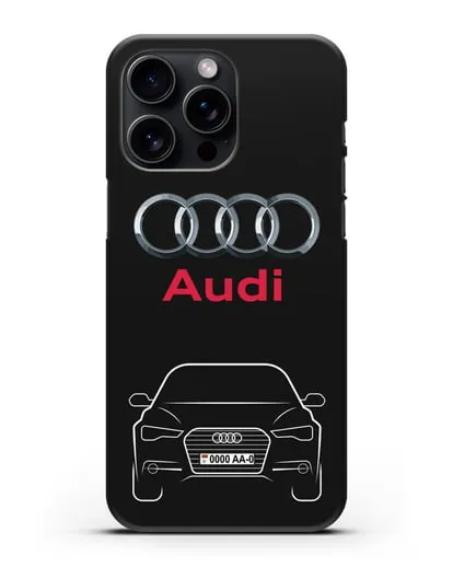 Чехол Audi A6 с номерным знаком силиконовый для iPhone 15 Pro Max