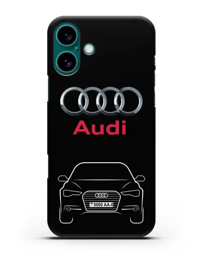 Чехол Audi A6 с номерным знаком силиконовый для iPhone 16 Plus