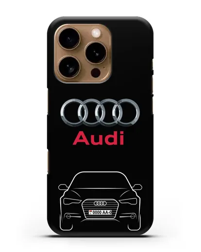 Чехол Audi A6 с номерным знаком силиконовый для iPhone 16 Pro