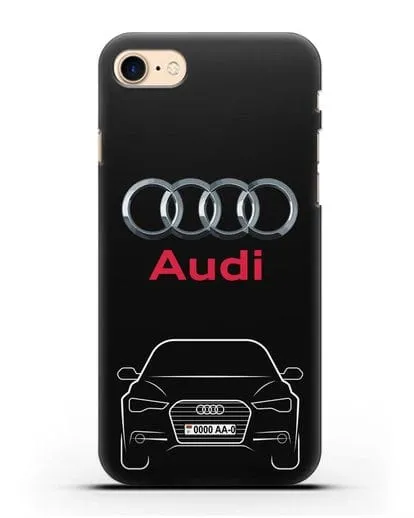 Чехол Audi A6 с номерным знаком силиконовый для iPhone 7