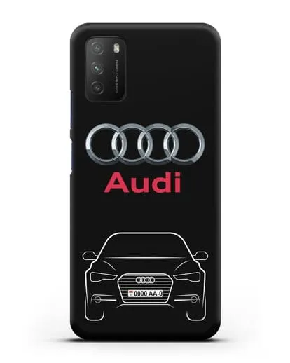 Чехол Audi A6 с номерным знаком силиконовый для Xiaomi Poco M3