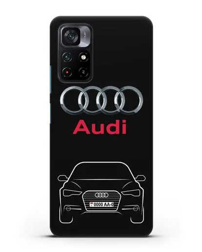Чехол Audi A6 с номерным знаком силиконовый для Xiaomi Poco M4 Pro 5G