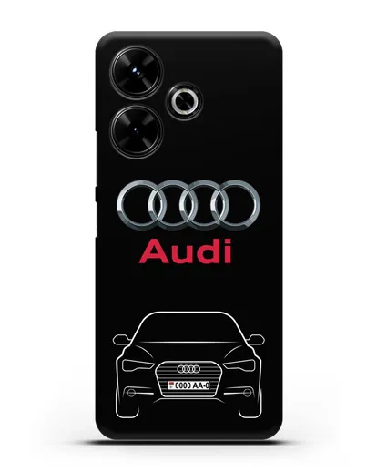 Чехол Audi A6 с номерным знаком силиконовый для Xiaomi Poco M6