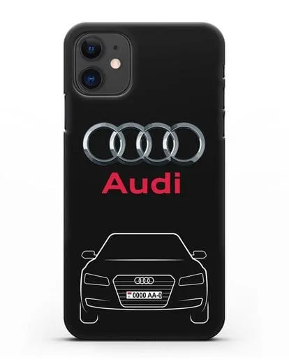 Чехол Audi A8 с номерным знаком силиконовый для iPhone 11