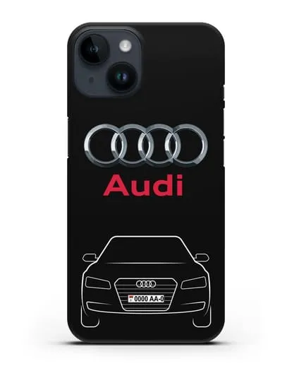 Чехол Audi A8 с номерным знаком силиконовый для iPhone 14