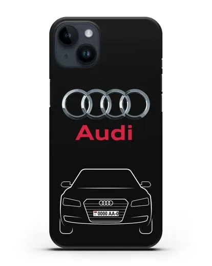 Чехол Audi A8 с номерным знаком силиконовый для iPhone 14 Plus